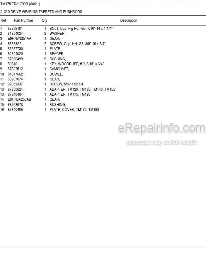 Photo 5 - New Holland TM175 Master Illustrated Parts List Manual Book Tractor