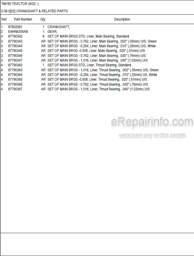 Photo 4 - New Holland TM190 Master Illustrated Parts List Manual Book Tractor