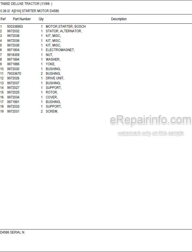 Photo 5 - New Holland TN55D Deluxe Master Illustrated Parts List Manual Book Tractor