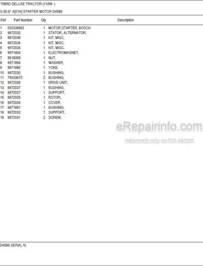 Photo 5 - New Holland TN55D Deluxe Master Illustrated Parts List Manual Book Tractor