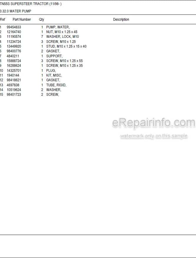 Photo 4 - New Holland TN55S Supersteer Master Illustrated Parts List Manual Book Tractor