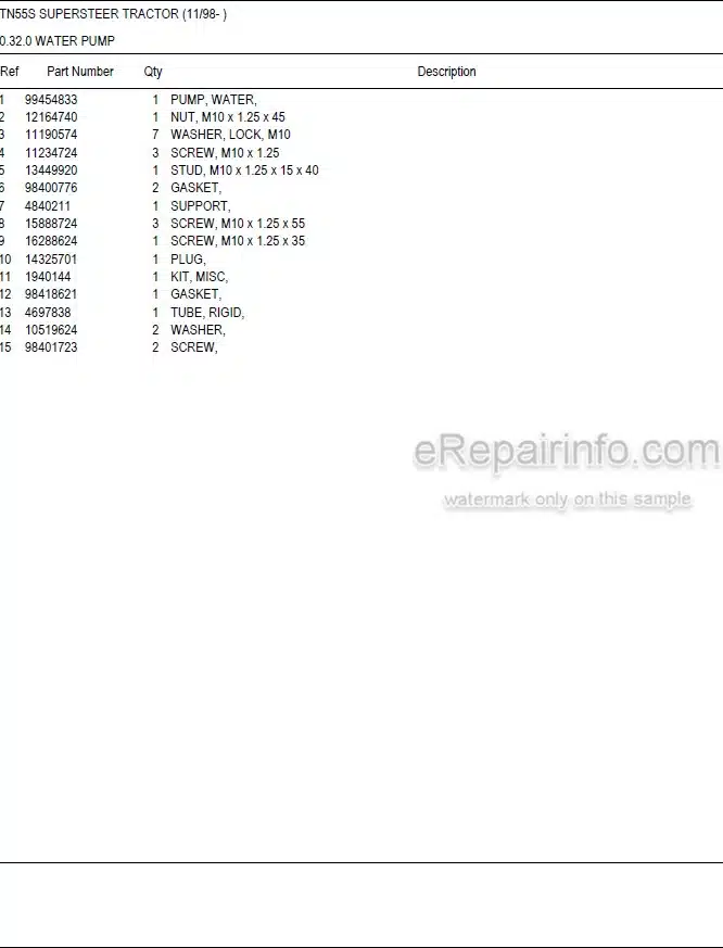 Photo 4 - New Holland TN55S Supersteer Master Illustrated Parts List Manual Book Tractor