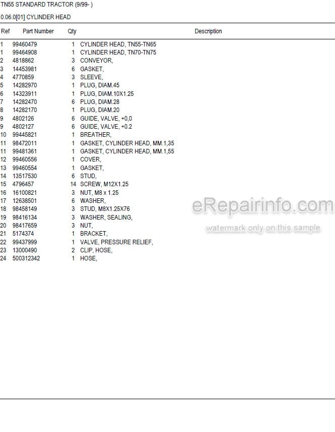 Photo 5 - New Holland TN55 Standard Master Illustrated Parts List Manual Book Tractor