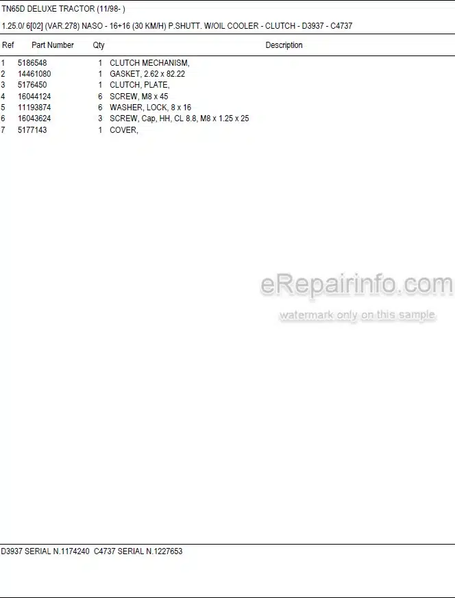 Photo 5 - New Holland TN65D Deluxe Master Illustrated Parts List Manual Book Tractor