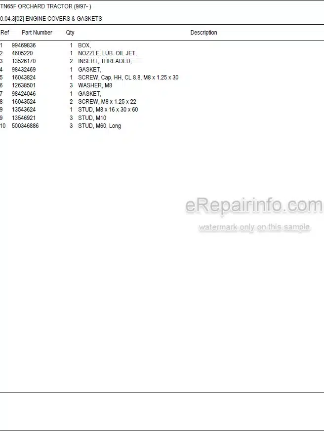 Photo 5 - New Holland TN65F Master Illustrated Parts List Manual Book Orchard Tractor