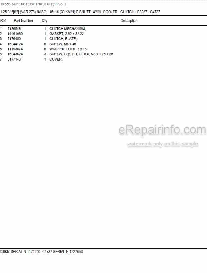 Photo 5 - New Holland TN65S Supersteer Master Illustrated Parts List Manual Book Tractor