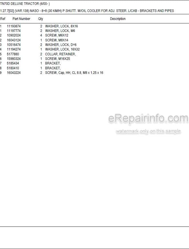 Photo 5 - New Holland TN70D Deluxe Master Illustrated Parts List Manual Book Tractor