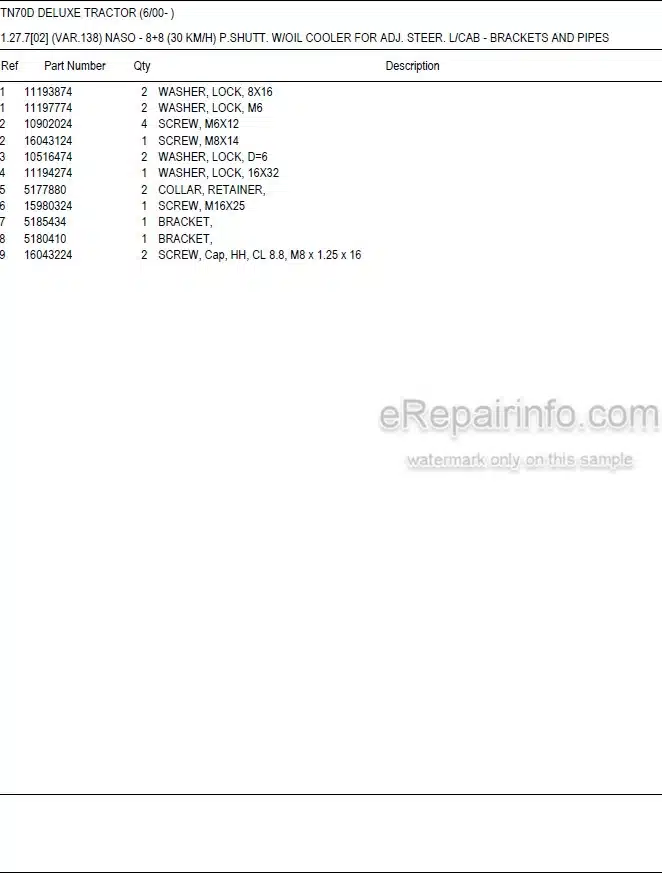 Photo 5 - New Holland TN70D Deluxe Master Illustrated Parts List Manual Book Tractor