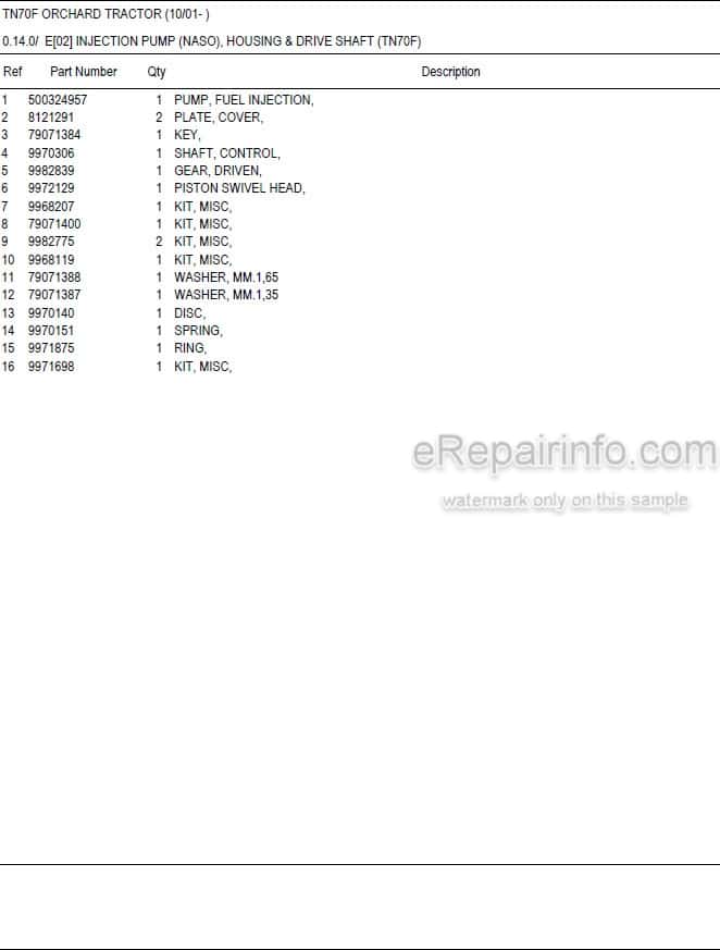 Photo 5 - New Holland TN70F Master Illustrated Parts List Manual Book Orchard Tractor