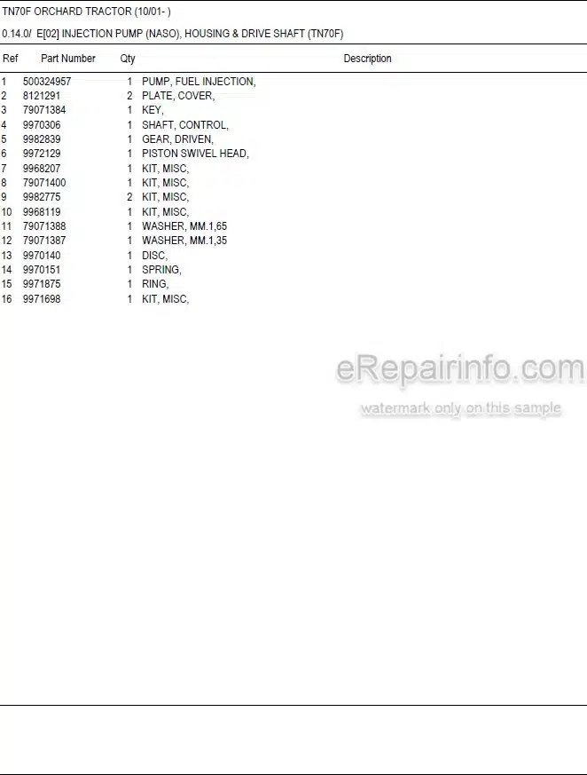 Photo 5 - New Holland TN70F Master Illustrated Parts List Manual Book Orchard Tractor