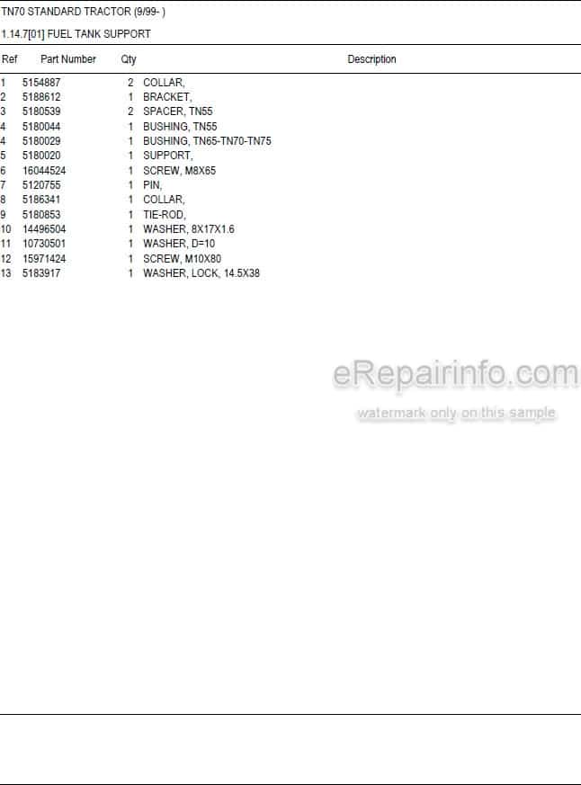 Photo 5 - New Holland TN70 Standard Master Illustrated Parts List Manual Book Tractor