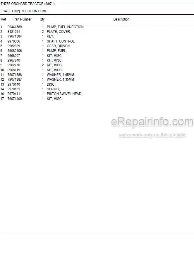 Photo 5 - New Holland TN75F Master Illustrated Parts List Manual Book Orchard Tractor