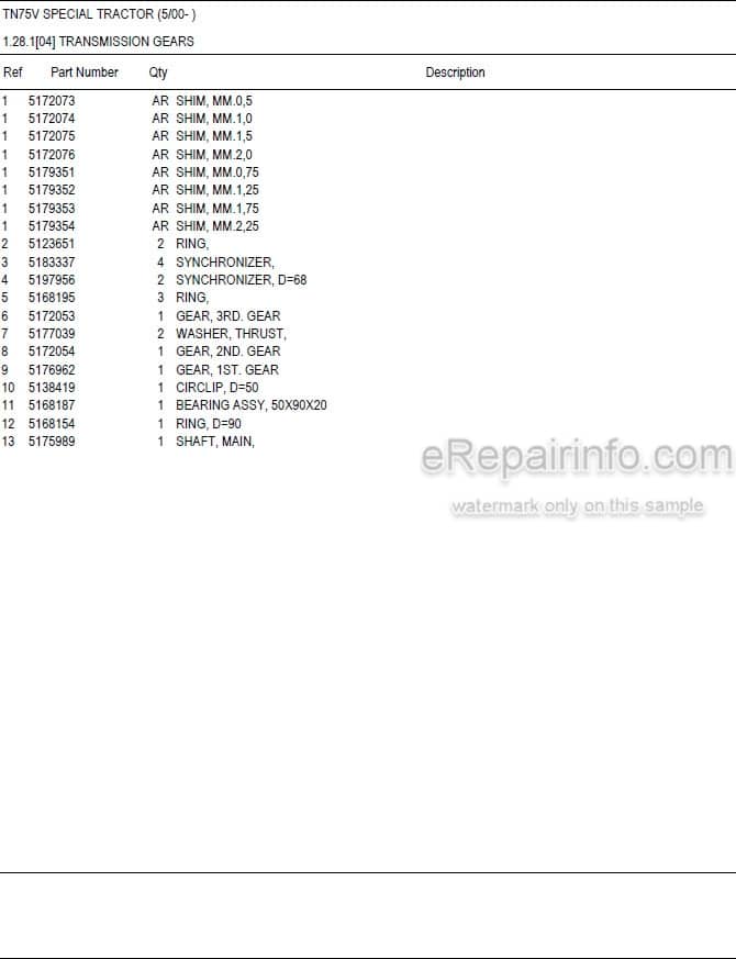 Photo 5 - New Holland TN75V Special Master Illustrated Parts List Manual Book Tractor