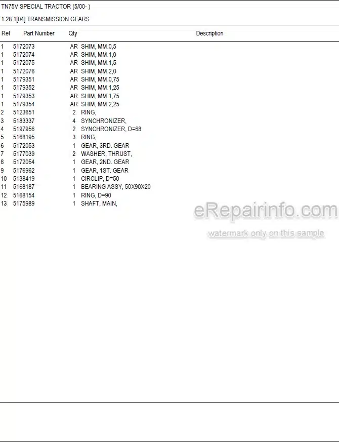 Photo 5 - New Holland TN75V Special Master Illustrated Parts List Manual Book Tractor