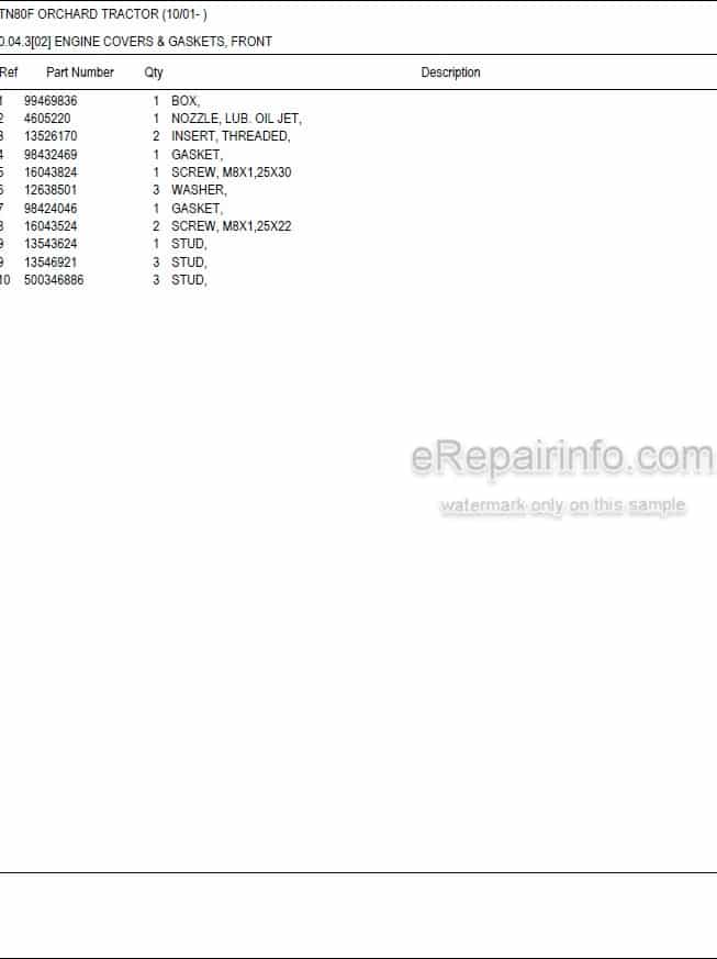 Photo 5 - New Holland TN80F Master Illustrated Parts List Manual Book Orchard Tractor
