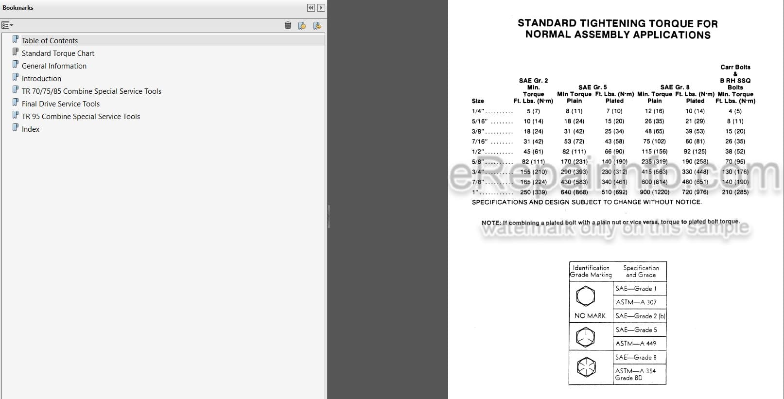 Photo 3 - New Holland TR70 TR75 TR85 TR95 Service Manual Combine Special Service Tool 40486600