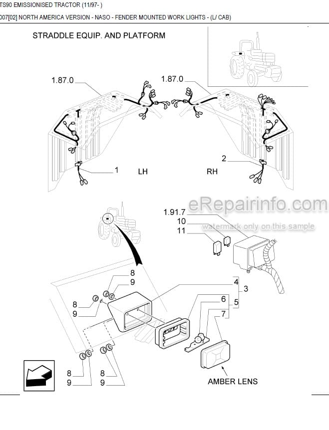 Photo 1 - New Holland TS90 Master Illustrated Parts List Manual Book Emissionised Tractor