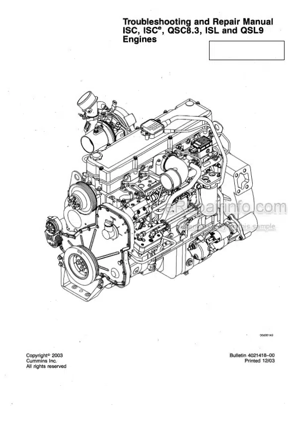 Photo 4 - Cummins ISC ISCE QSC8.3 ISL QSL9 Troubleshooting And Repair Manual Engine 4021418-00
