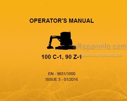 Photo 5 - JCB 100C-1 90Z-1 Operators Manual Compact Excavator 9831-1000