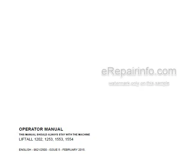 Photo 4 - JCB 1202 1253 1553 1554 Operators Manual Liftall 9821-2500