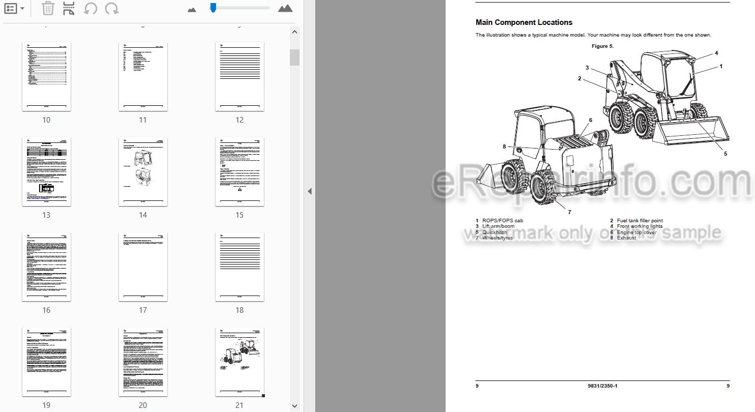 Photo 3 - JCB 135 155 175 190 205 Operators Manual Skid Steer Loader 9831-2350