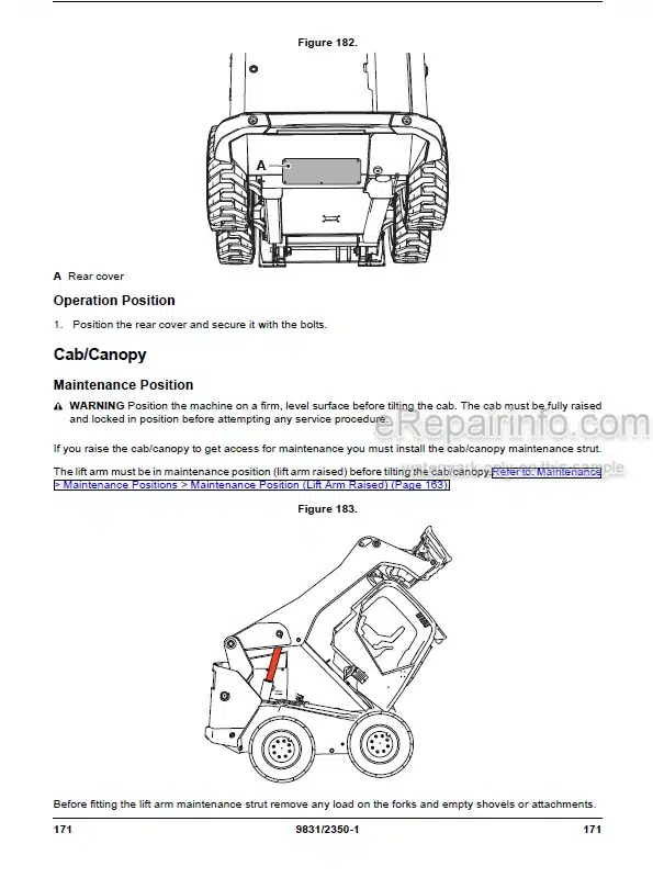 Photo 10 - JCB 135 155 175 190 205 Operators Manual Skid Steer Loader 9831-2350