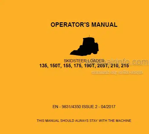 Photo 4 - JCB 135 150T 155 175 190T 205T 210 215 Operators Manual Skid Steer Loader 9831-4350
