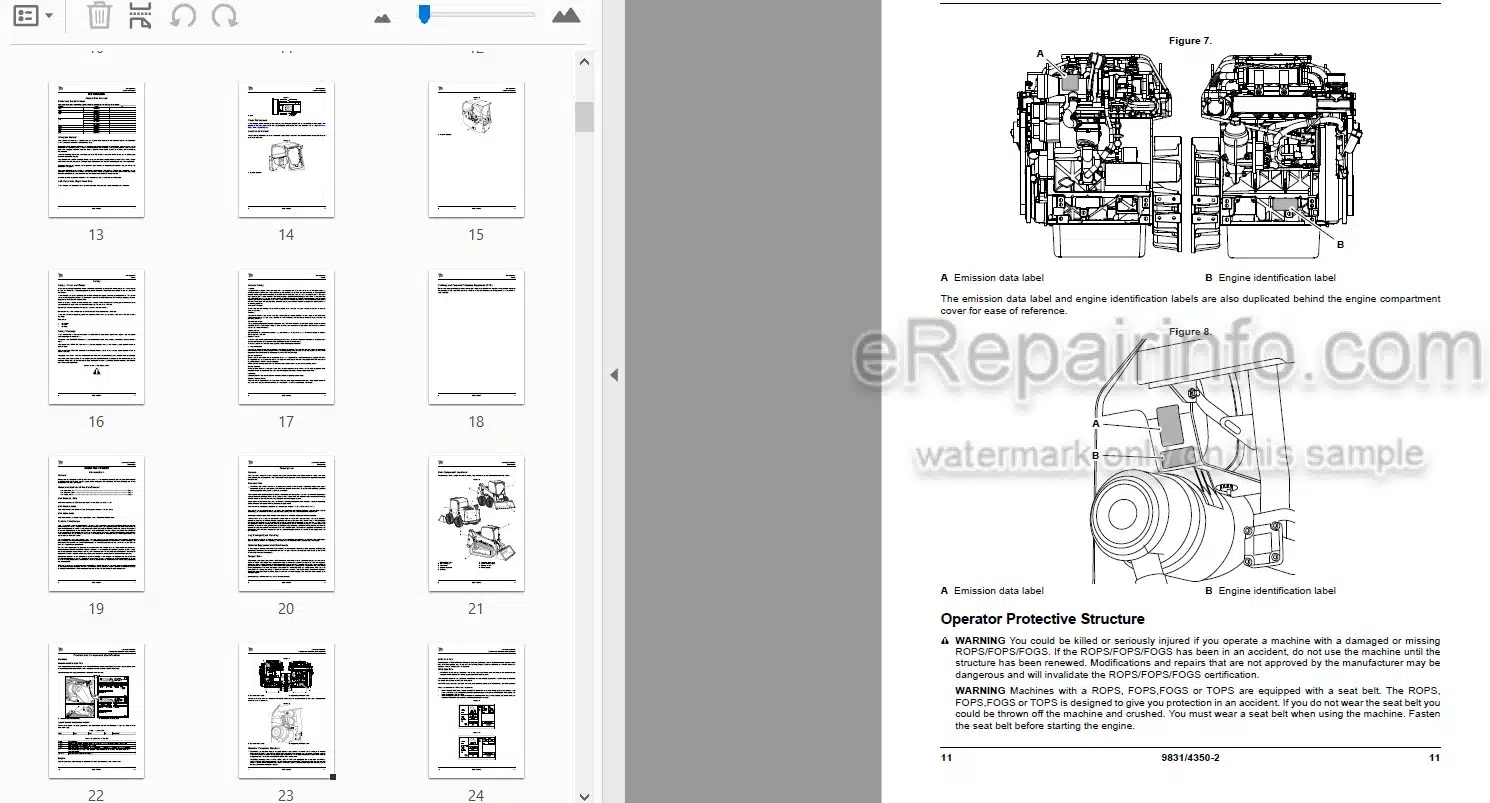 Photo 3 - JCB 135 150T 155 175 190T 205T 210 215 Operators Manual Skid Steer Loader 9831-4350