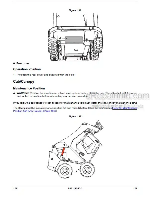 Photo 5 - JCB 135 150T 155 175 190T 205T 210 215 Operators Manual Skid Steer Loader 9831-4350