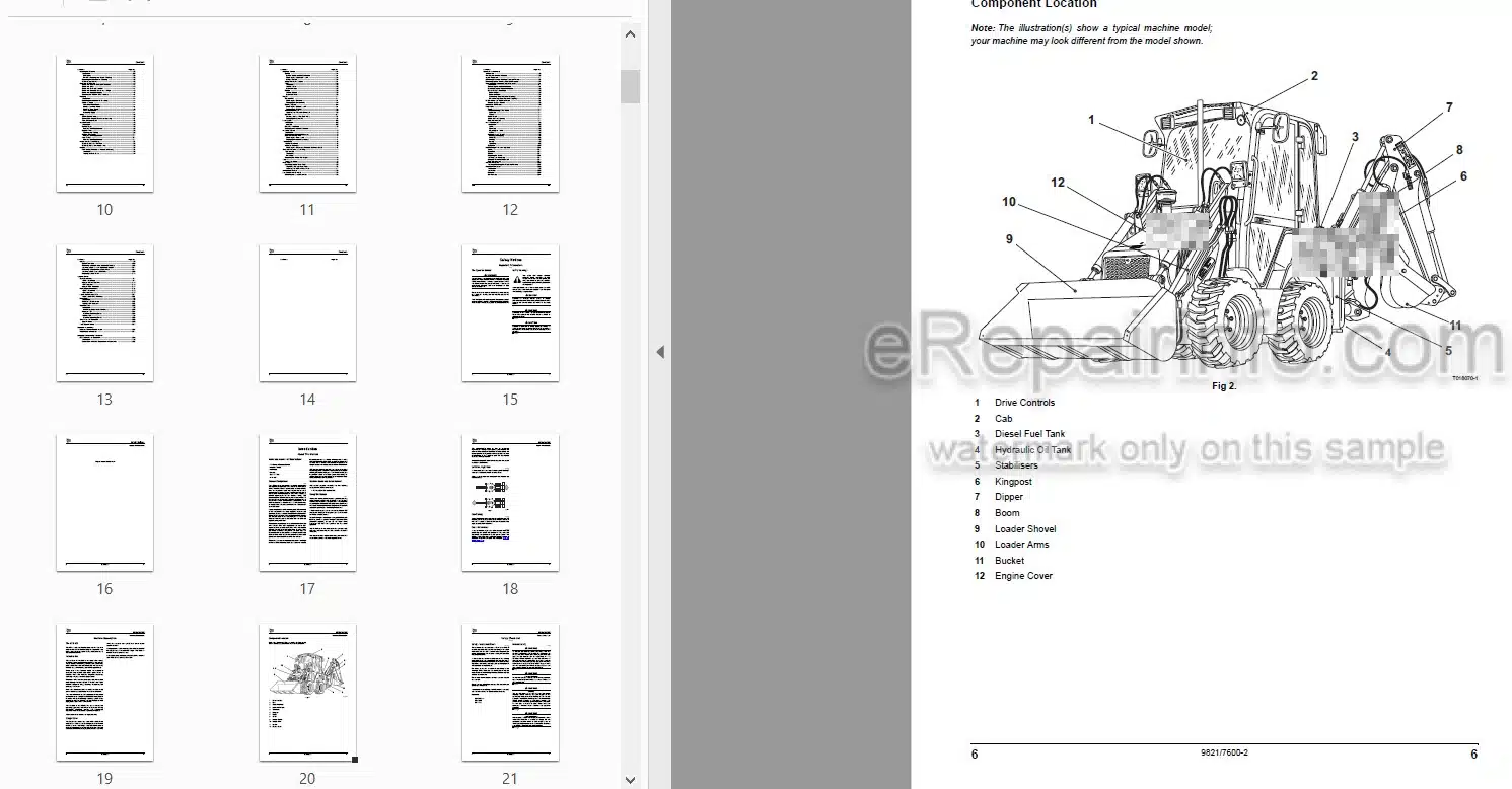 Photo 4 - JCB 1CXWS 1CXT Tier 3 Operators Manual Backhoe Loader 9821-7600