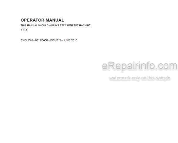 Photo 5 - JCB 1CX Operator Manual Backhoe Loader 9811-6450