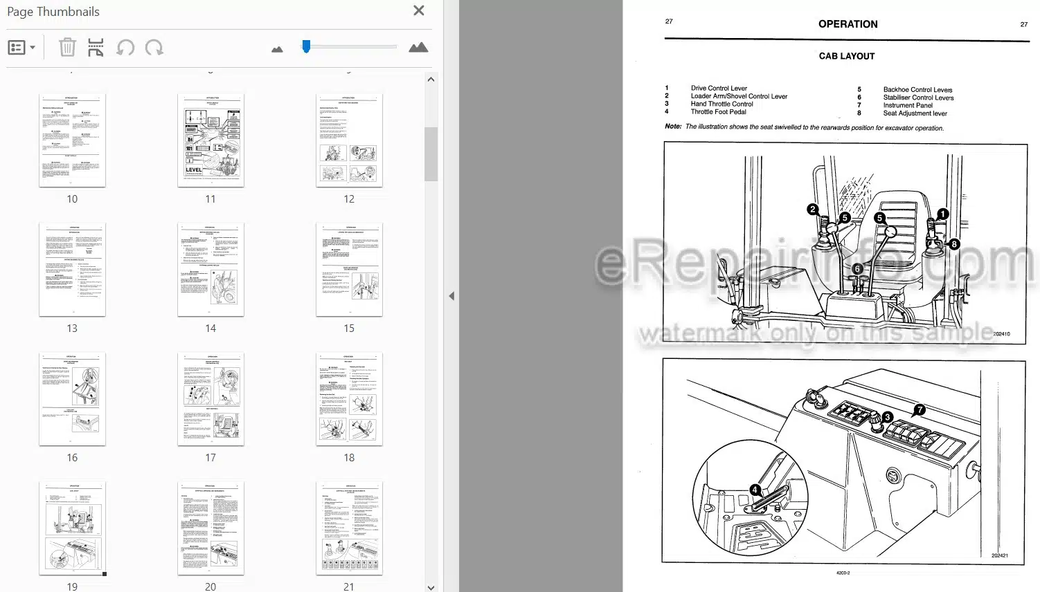 Photo 3 - JCB 1CX Operators Handbook Backhoe Loader 4200