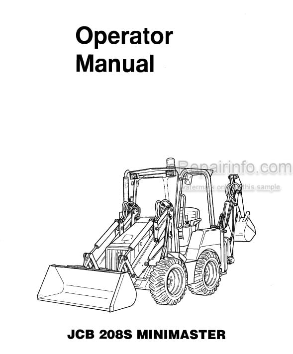 Photo 4 - JCB 208S Minimaster Operators Manual Backhoe Loader 9801-4210
