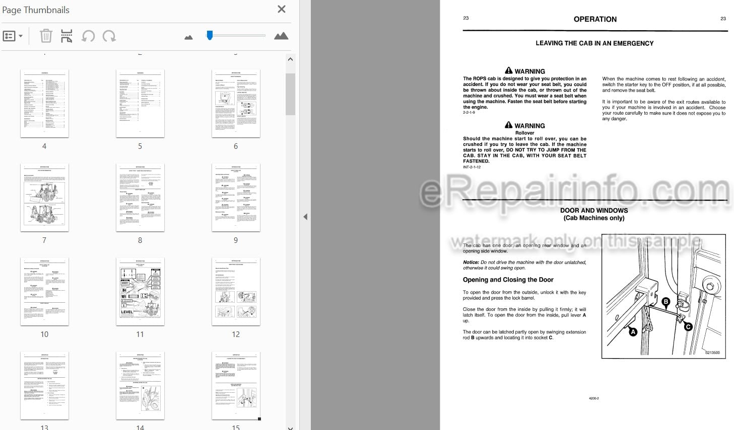 Photo 3 - JCB 208S Minimaster Operators Manual Backhoe Loader 9801-4210