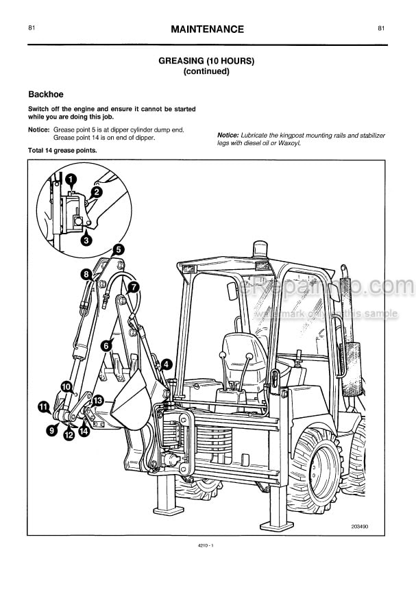 Photo 5 - JCB 208S Minimaster Operators Manual Backhoe Loader 9801-4210