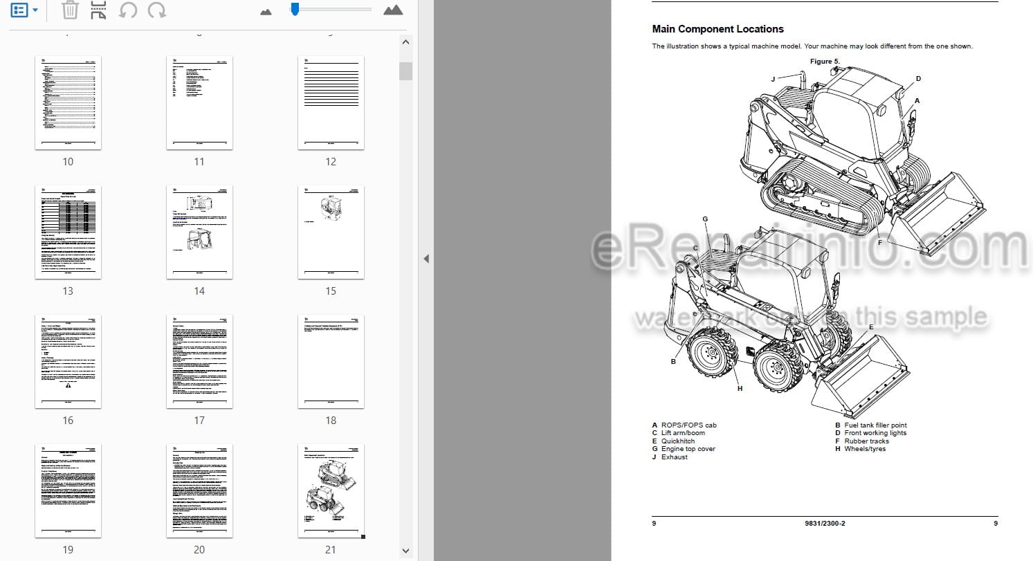 Photo 5 - JCB 225Т 250 260 260Т 300 300Т 320Т 325Т 330 3TS-8T 3TS-8W Operators Manual Skid Steer Loader 9831-2300