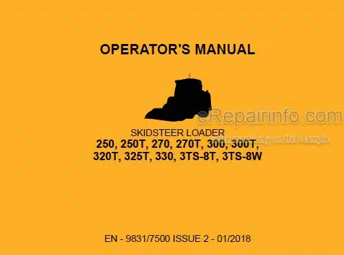 Photo 5 - JCB 250 250Т 270 270Т 300 300Т 320Т 325T 3TS-8T 3TS-8W Operators Manual Skid Steer Loader 9831-7500