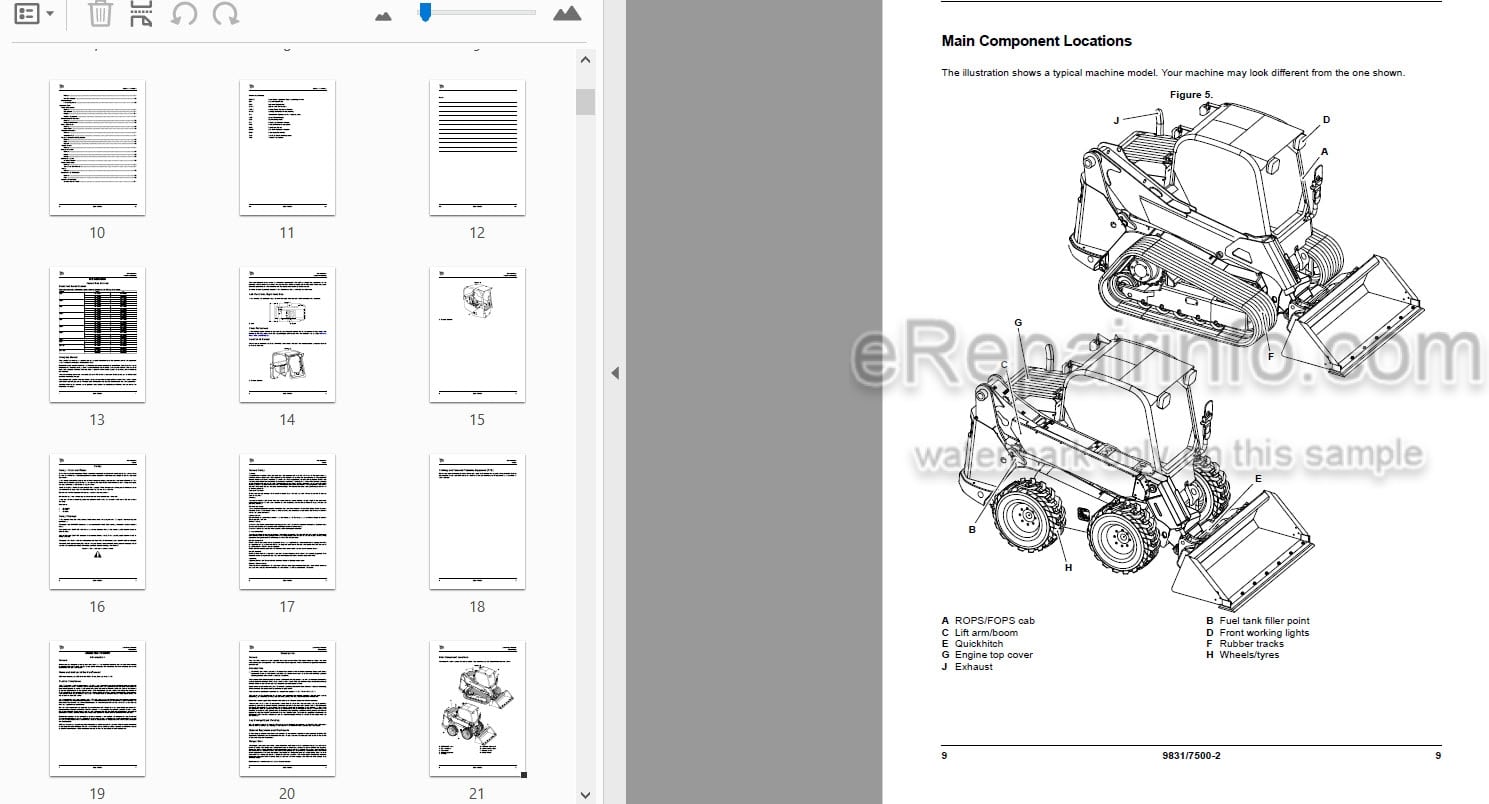 Photo 4 - JCB 250 250Т 270 270Т 300 300Т 320Т 325T 3TS-8T 3TS-8W Operators Manual Skid Steer Loader 9831-7500