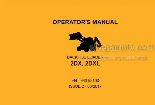 Photo 5 - JCB 2DX 2DXL Operators Manual Backhoe Loader 9831-3100
