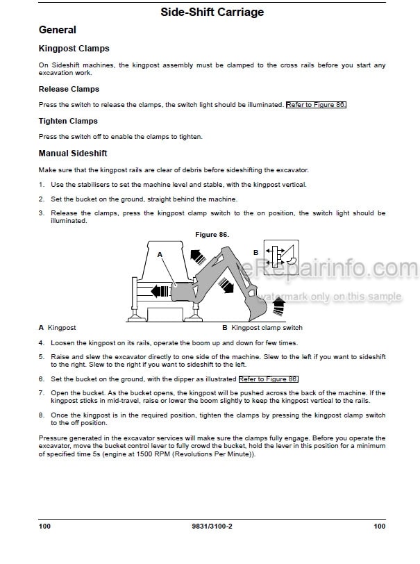 Photo 4 - JCB 2DX 2DXL Operators Manual Backhoe Loader 9831-3100