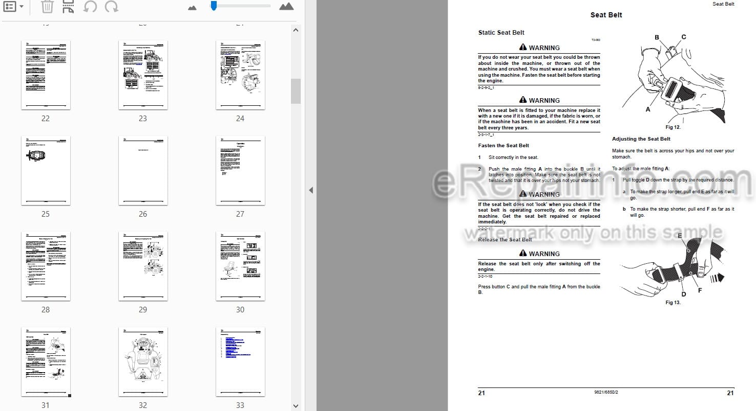 Photo 4 - JCB 2DX BS III Operators Manual Backhoe Loader 9821-68501-2