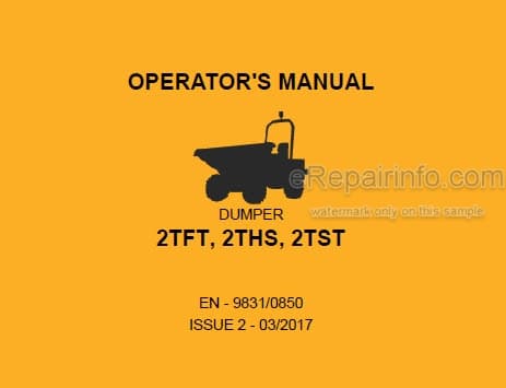 Photo 4 - JCB 2TFT 2THS 2TST Operators Manual Dumper 9831-0850
