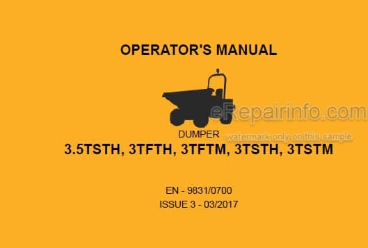 Photo 4 - JCB 3.5TSTH 3TFTH 3TFTM 3TSTH 3TSTM Operators Manual Dumper 9831-0700