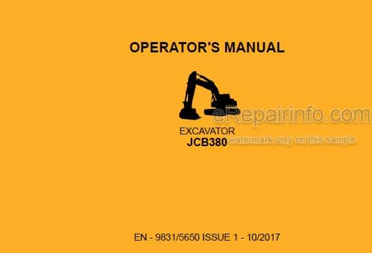 Photo 4 - JCB 380 Operators Manual Excavator 9831-5650