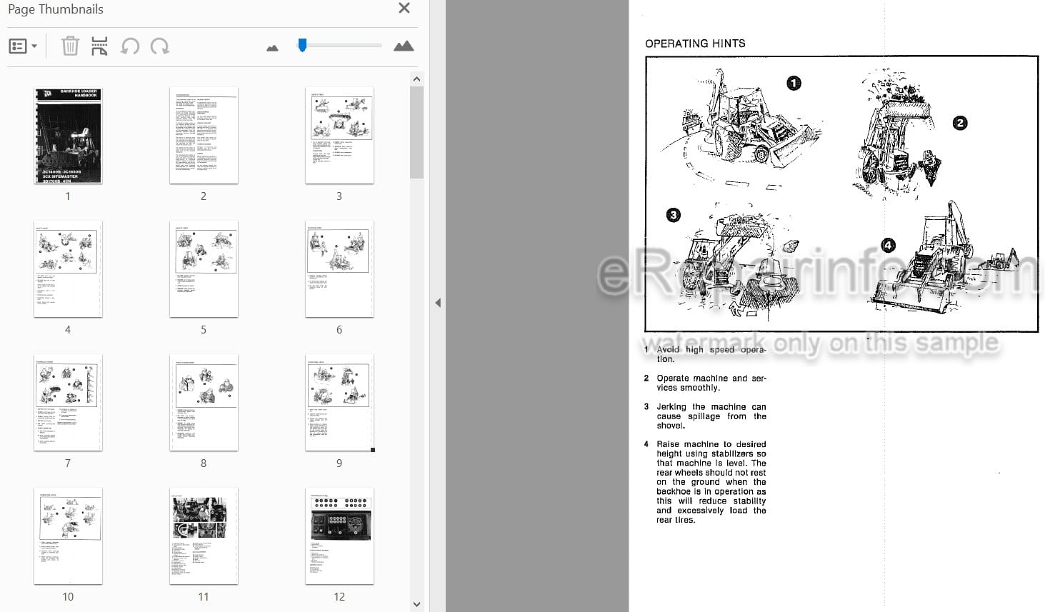 Photo 3 - JCB 3C1400B 3C1550B 3CX 3D1700B 4CN Handbook Backhoe Loader 9801-4486
