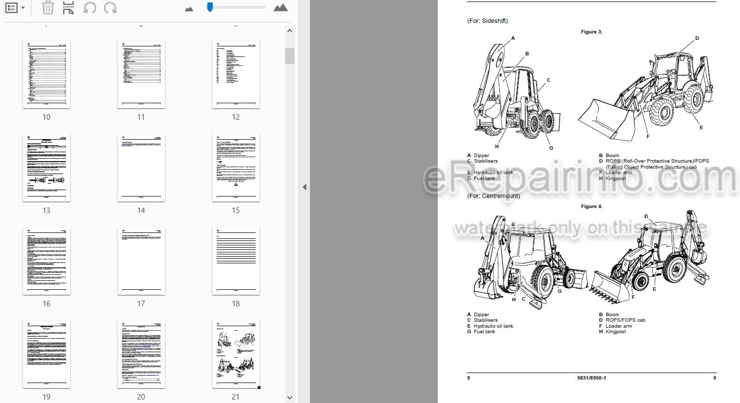 Photo 4 - JCB 3CXG Operators Manual Backhoe Loader 9831-8500