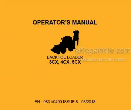 Photo 5 - JCB 3CX 4CX 5CX Operators Manual Backhoe Loader 9831-0400