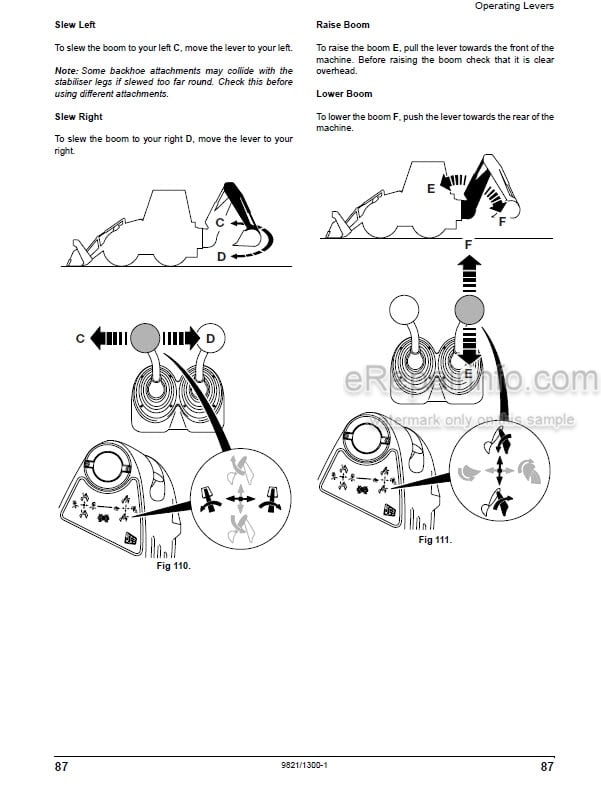 Photo 10 - JCB 3CX 4CX ECO Operators Manual Backhoe Loader 9821-1300