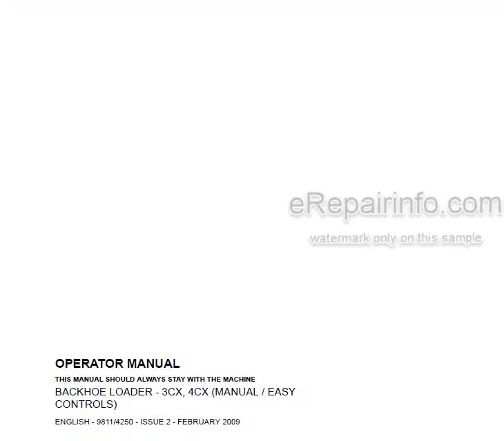 Photo 5 - JCB 3CX 4CX Manual Easy Controls Operators Manual Backhoe Loader 9811-4250