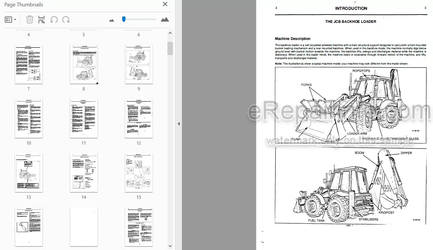 Photo 3 - JCB 3CX 4CX Operators Handbook Backhoe Loader 9801 5350
